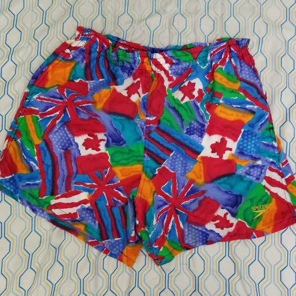 Vintage Speedo All Over Print Swim Trunks Shorts
